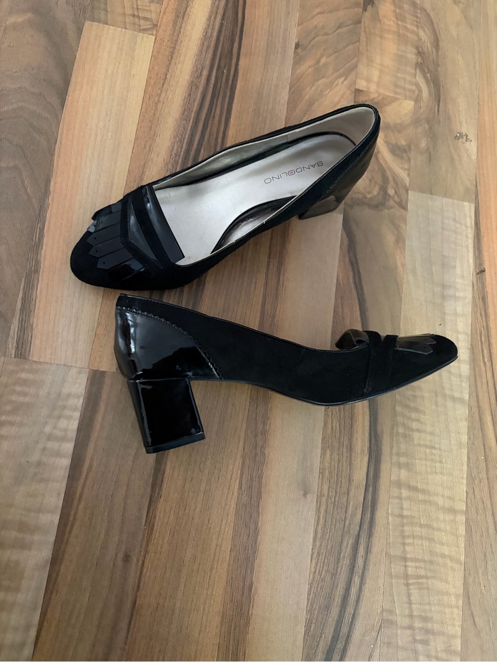 Unique Black Suede / Leather Heel Loafers, Fringe Detail, 90s Style, 7.5, EUC